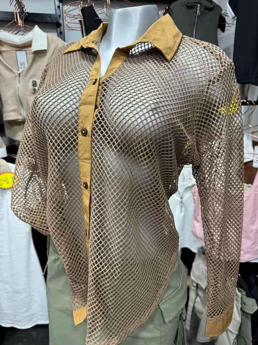 Blusa en malla manga larga
