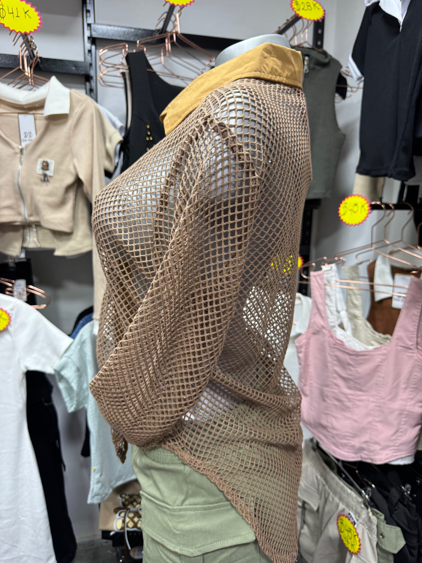 Blusa en malla manga larga